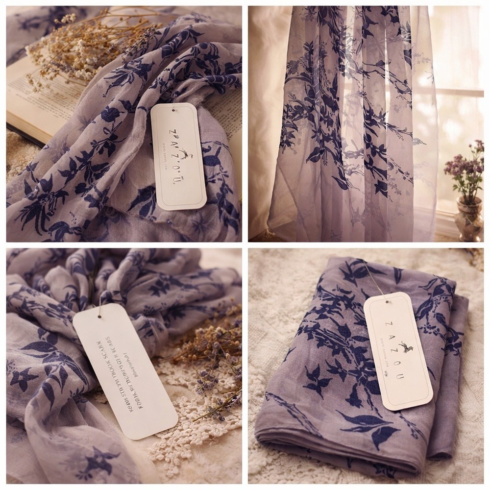 Zazou Storybook Scarf Lavender Nymphs Fairies Rayon Floral‎ Print